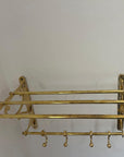 Unlacquered Brass Towel Rack With hooks - Brasspure