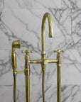 Unlacquered Brass Tub Faucet With handheld - Brasspure