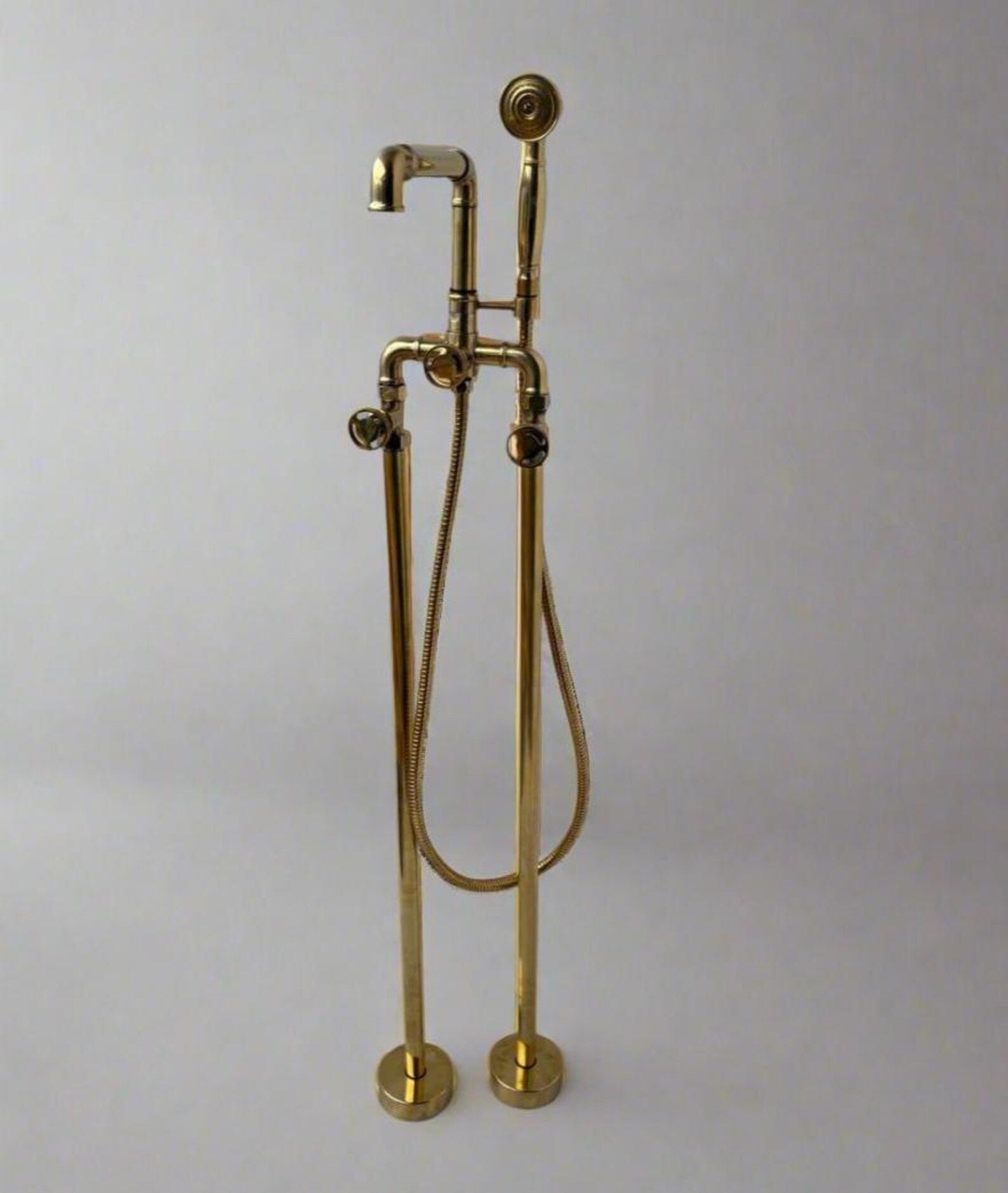 Unlacquered Brass Tub filler Faucet With Wheel Handle