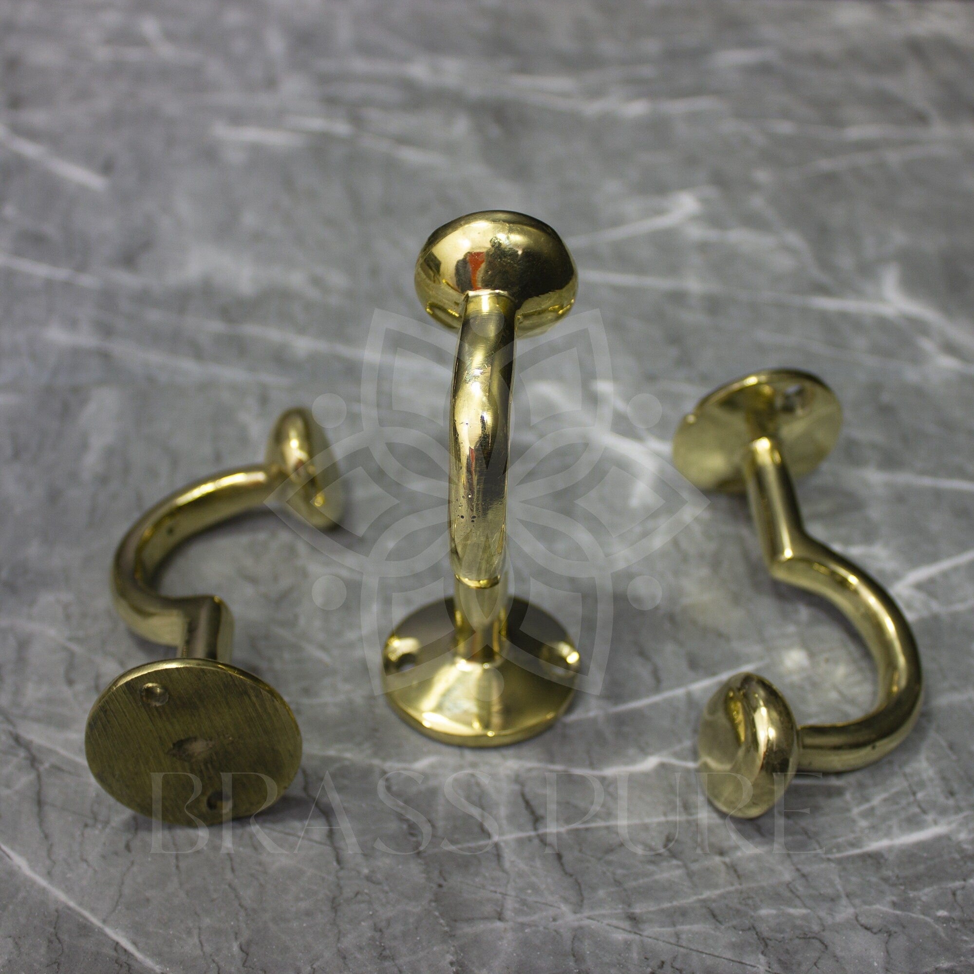 Unlacquered Brass Wall Hooks Crescent - Brasspure