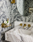unlacquered brass wall mount faucet for marble sink