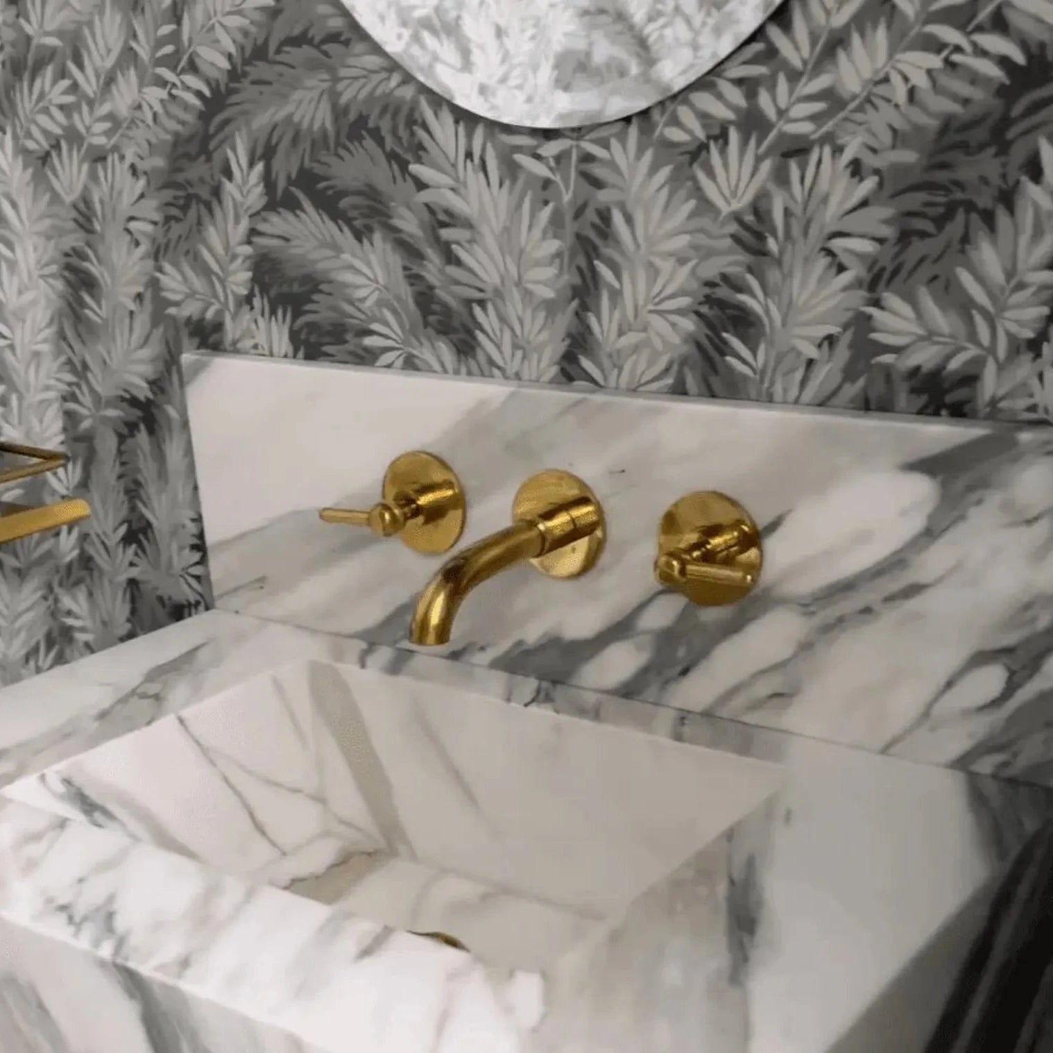 unlacquered solid brass wall faucet for small sink