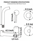 Unlacquered Brass Wall Mounted Faucet