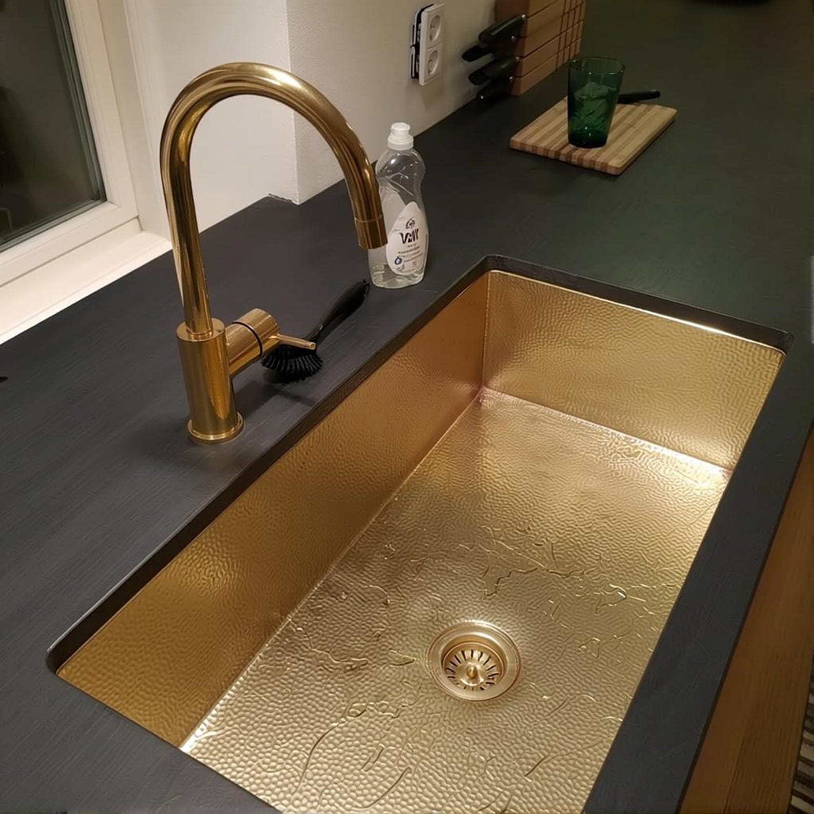 Brass island sink kitchen