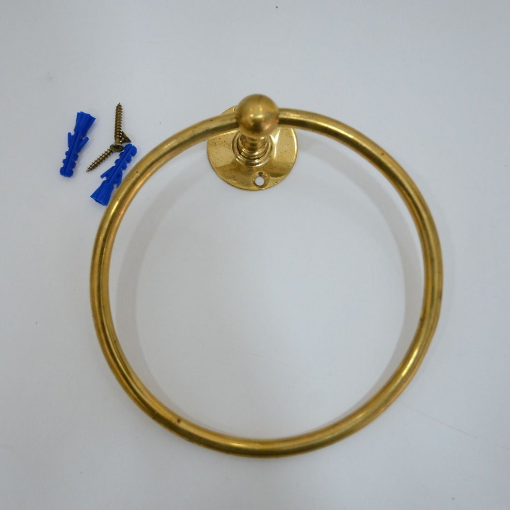 Brass Bathroom Ring Towel Rack - Brasspure