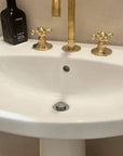 Unlacquered Brass Deck Mounted Bathroom Faucet