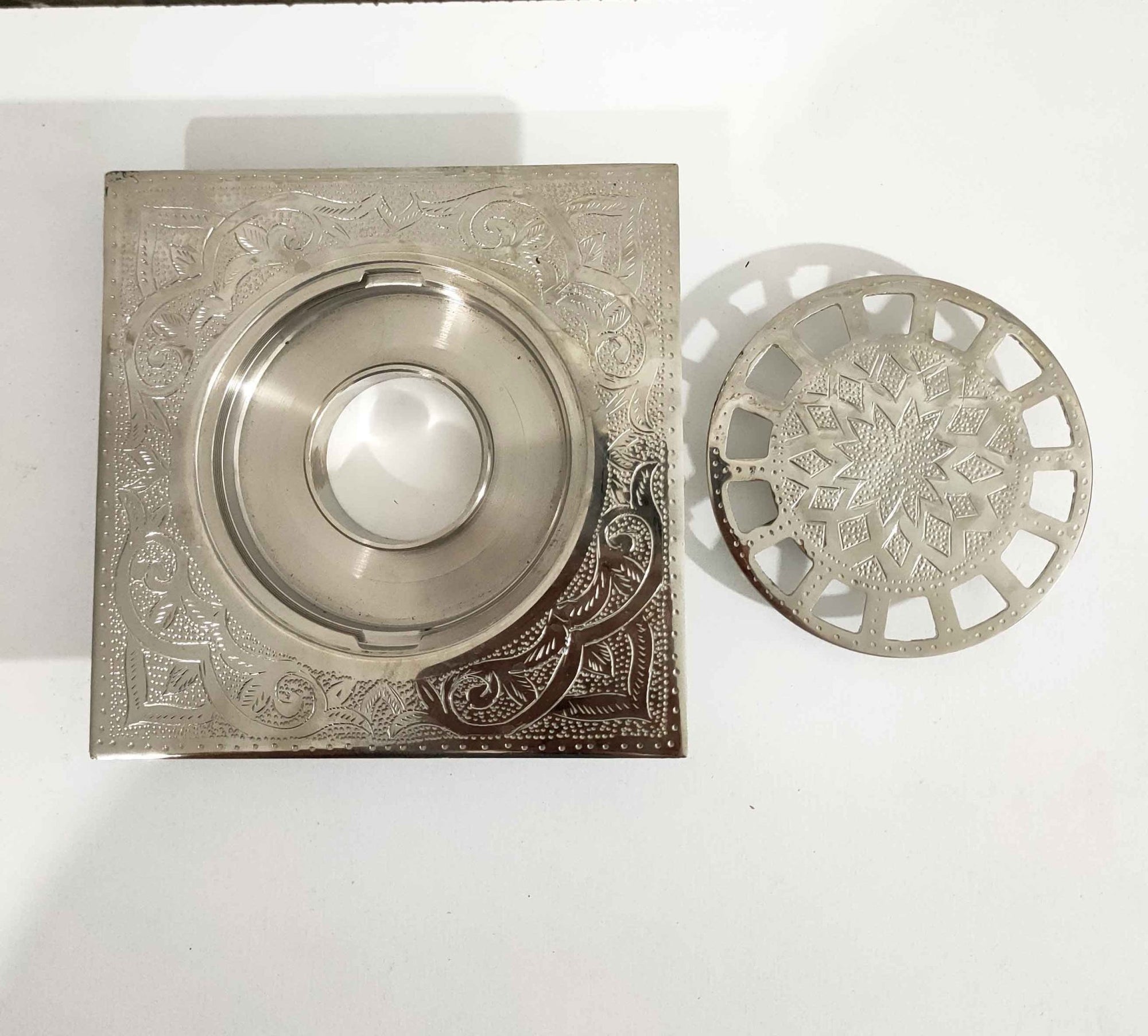 Engraved Silver Floor drain - Brasspure