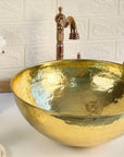 Hammered Brass Round Sink - Brasspure