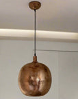 Hammered Copper Ball Pendant Light - Brasspure