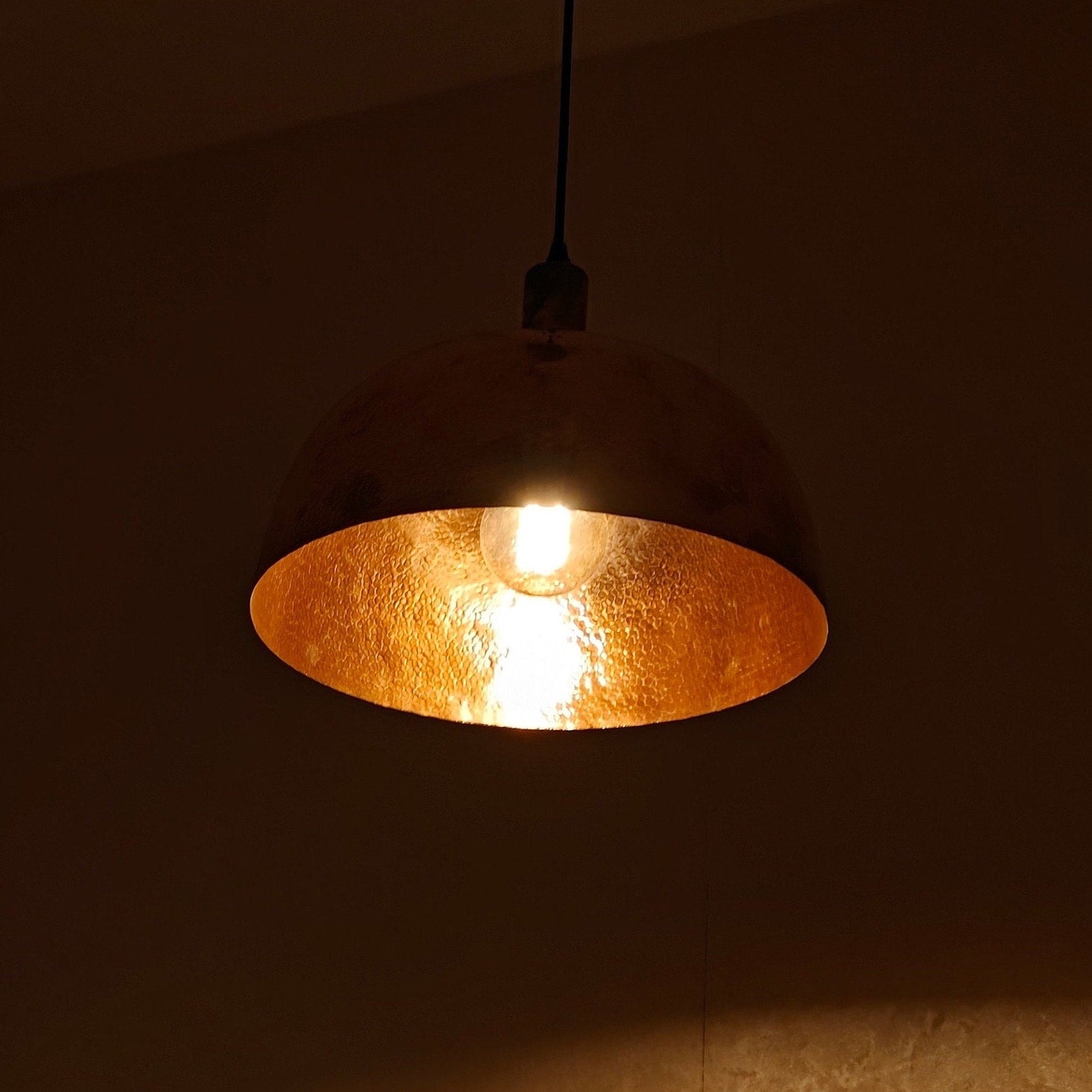 Hammered Solid Copper Pendant Light - Brasspure