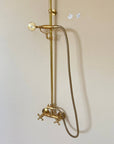 Unlacquered Brass ShowerHead with Handheld Shower