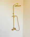 Unlacquered Brass ShowerHead with Handheld Shower