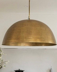 Unlacquered Brass Pendant Light, Round Brass Light Fixture