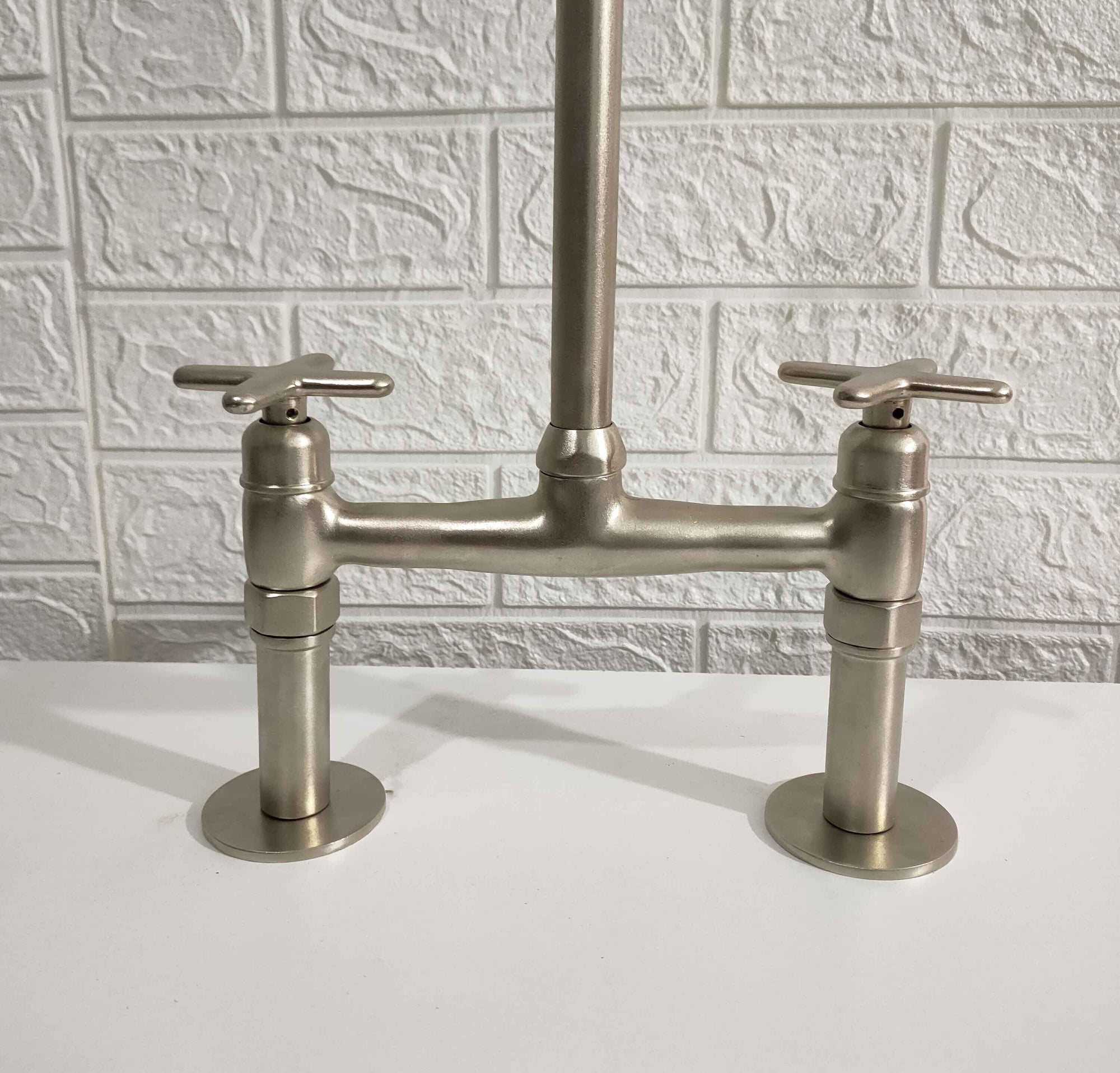 Solid Brass Bridge Faucet Nickel Matte Finish