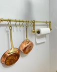 Unlacquered Brass Pot Rack With Tissue Holder