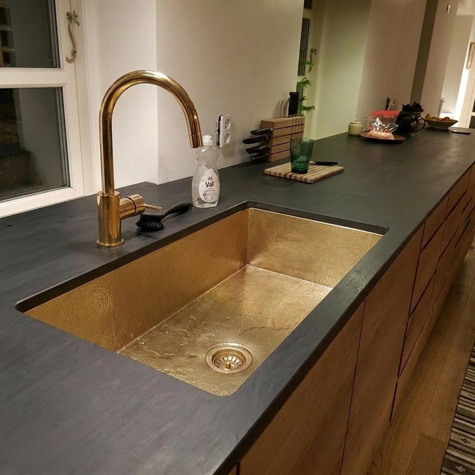 solid brass kitchen sink with faucet