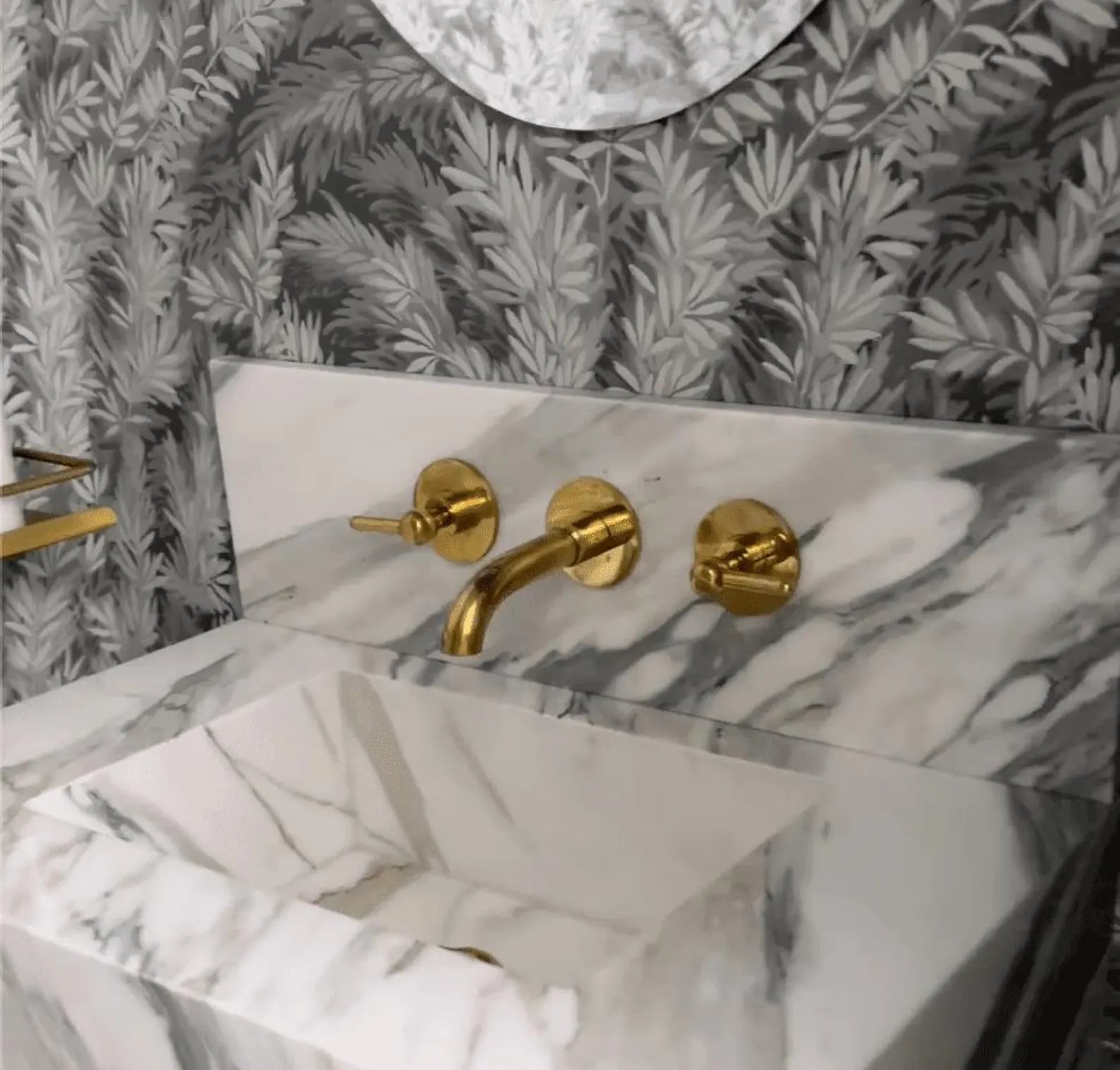 Unlacquered brass wall mounted faucet
