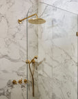 Unlaquered Brass Shower Set, Faucet and Handheld