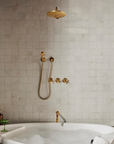 Unlaquered Brass Shower Set, Faucet and Handheld