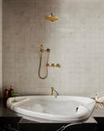 Unlaquered Brass Shower Set, Faucet and Handheld