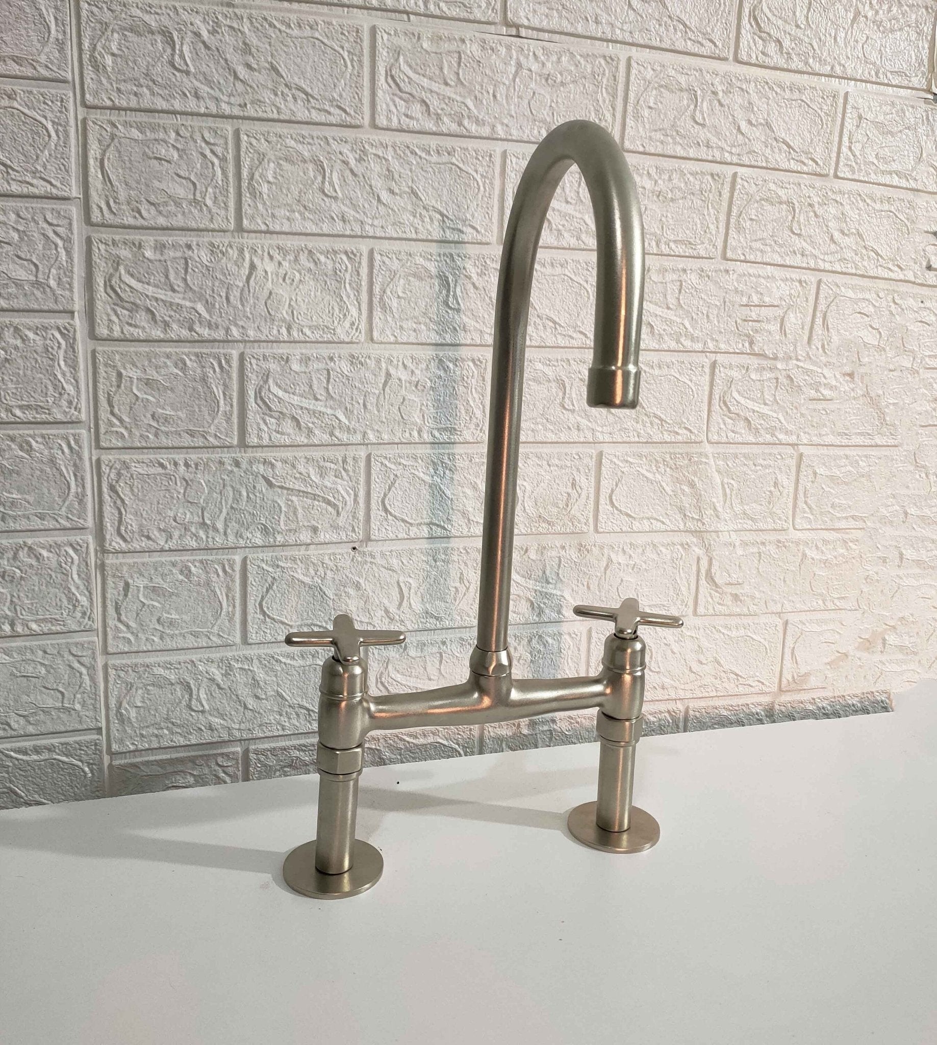 Solid Brass Bridge Faucet Nickel Matte Finish - Brasspure