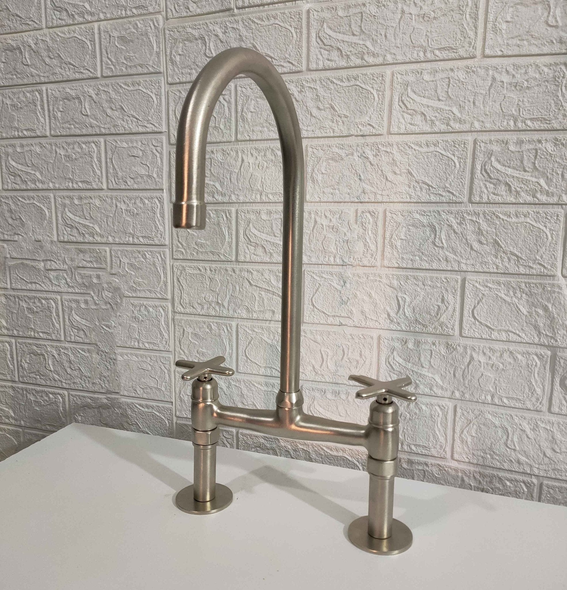 Solid Brass Bridge Faucet Nickel Matte Finish - Brasspure