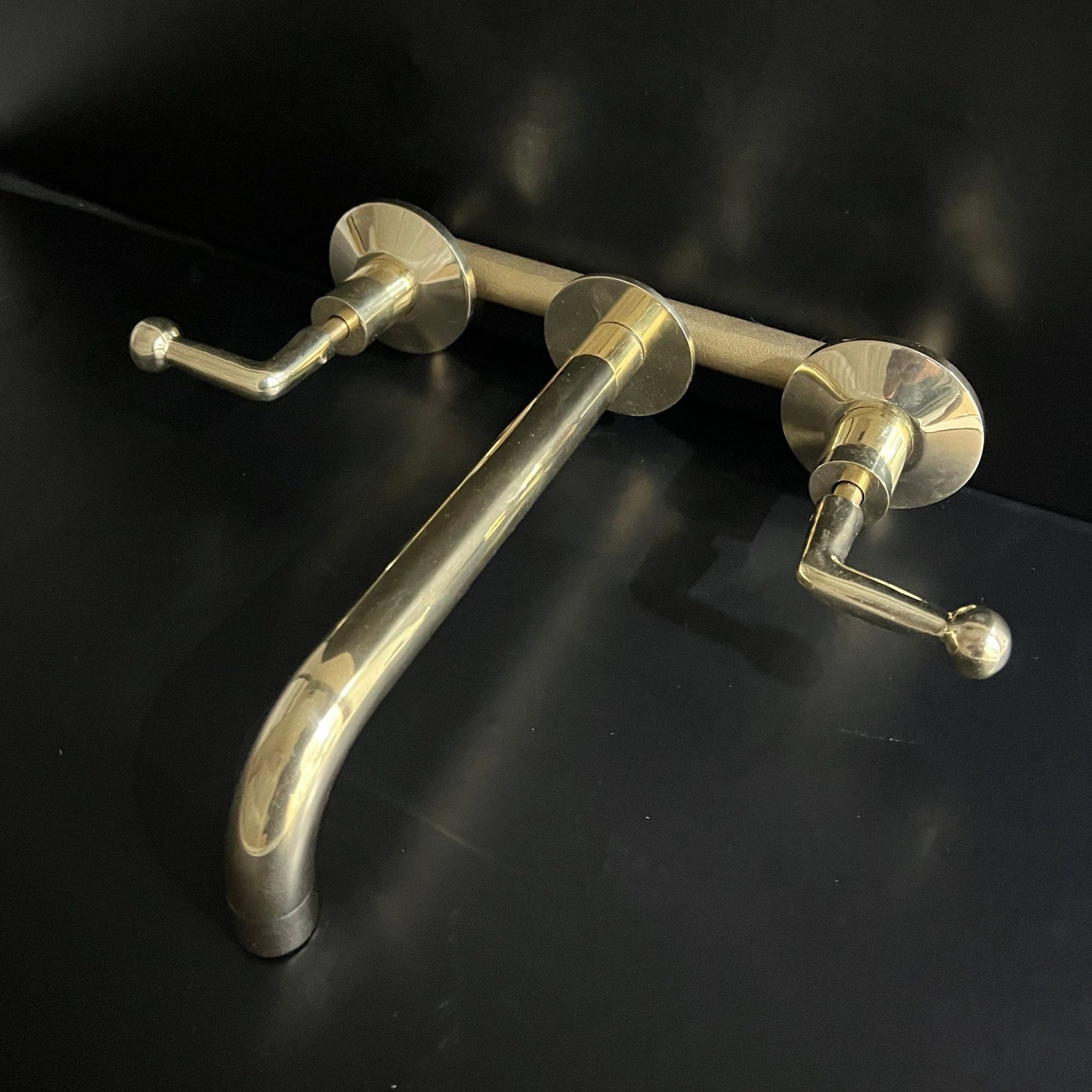 Unlacquered Brass Bathroom Faucet with Lever Handles - Brasspure