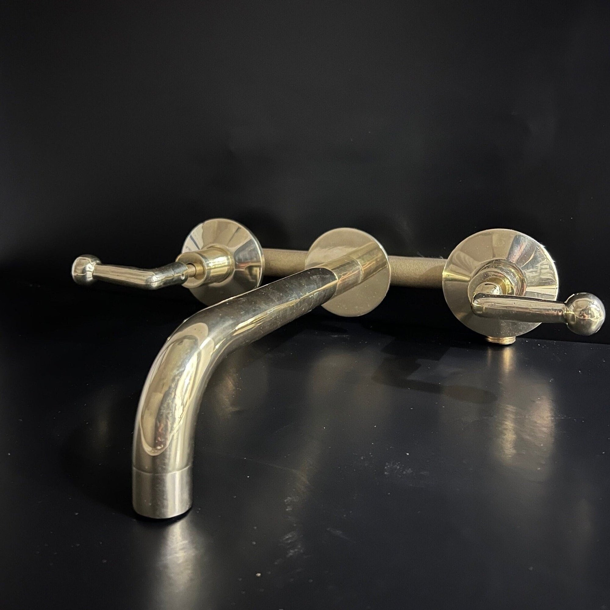 Unlacquered Brass Bathroom Faucet with Lever Handles - Brasspure