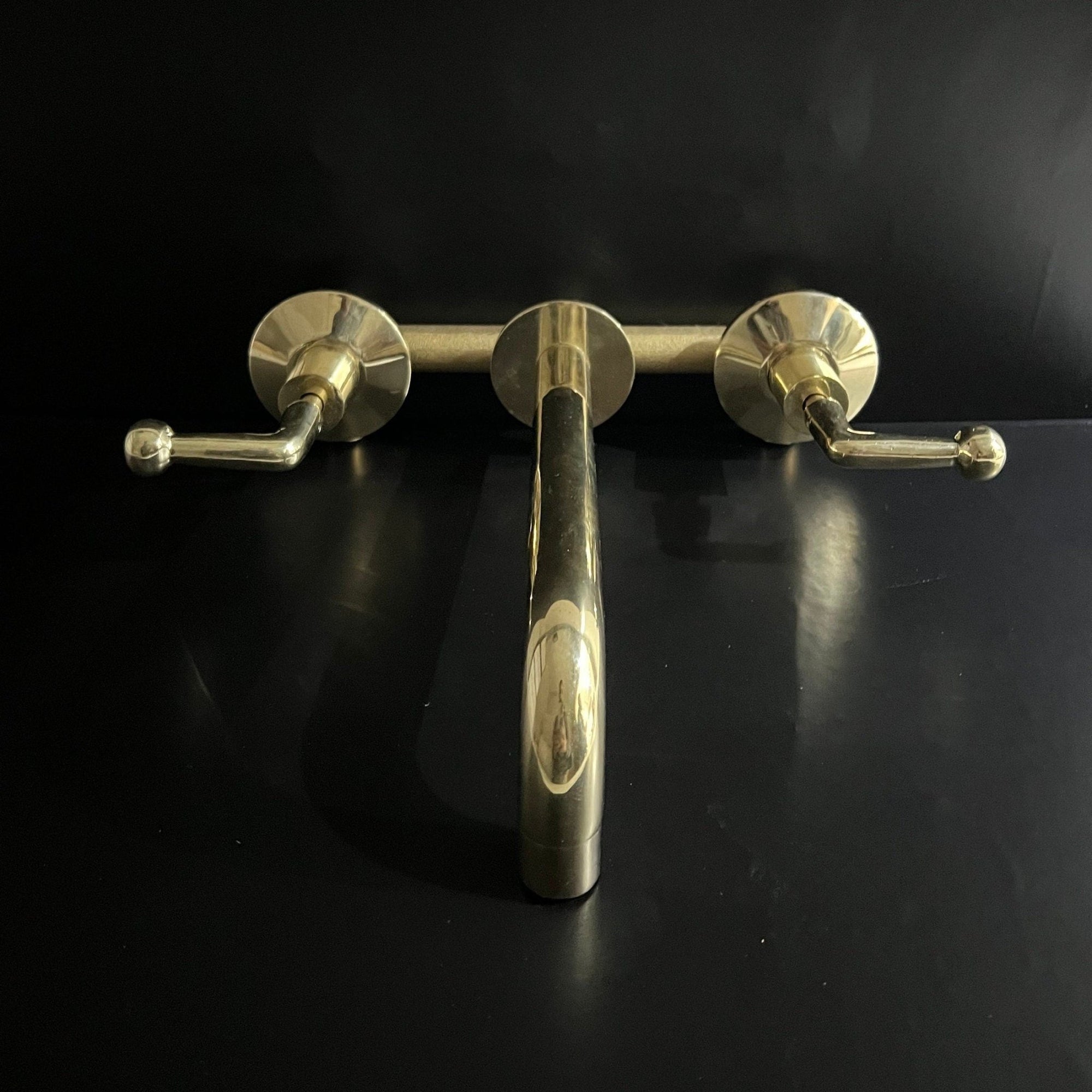 Unlacquered Brass Bathroom Faucet with Lever Handles - Brasspure