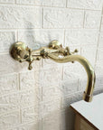 Unlacquered Brass Curved Wall Mounted faucet - Brasspure