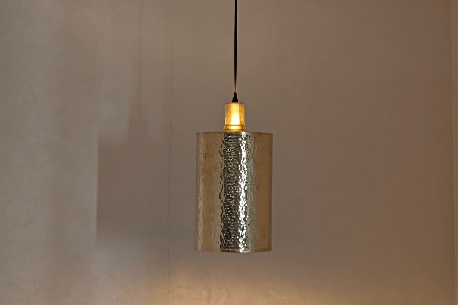 Unlacquered Brass Cylindric Pendant Light - Brasspure