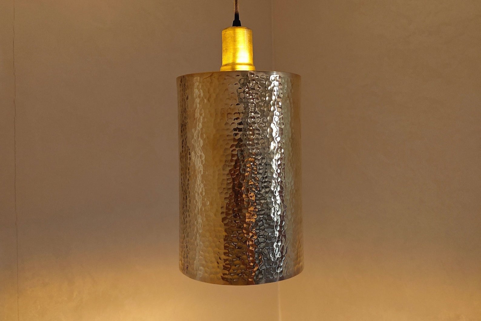 Unlacquered Brass Cylindric Pendant Light - Brasspure