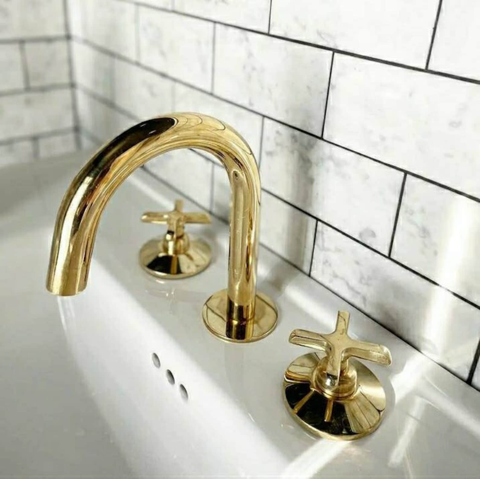 Unlacquered Brass Deck Mounted Faucet - Brasspure