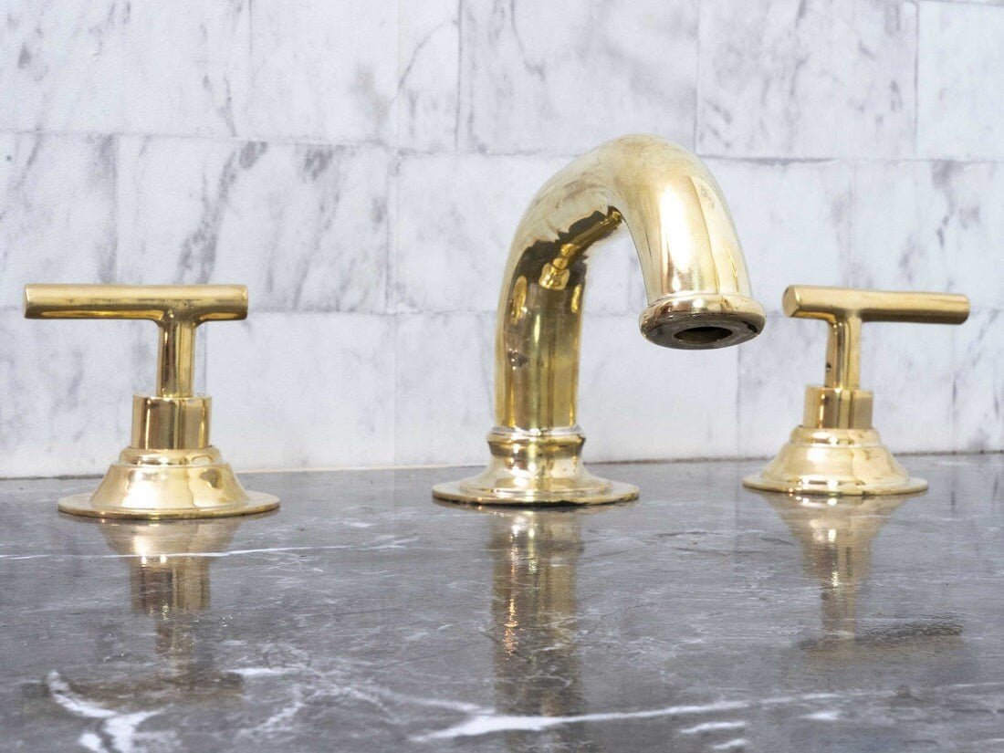 Unlacquered Brass Deck Mounted Sink Faucet - Brasspure