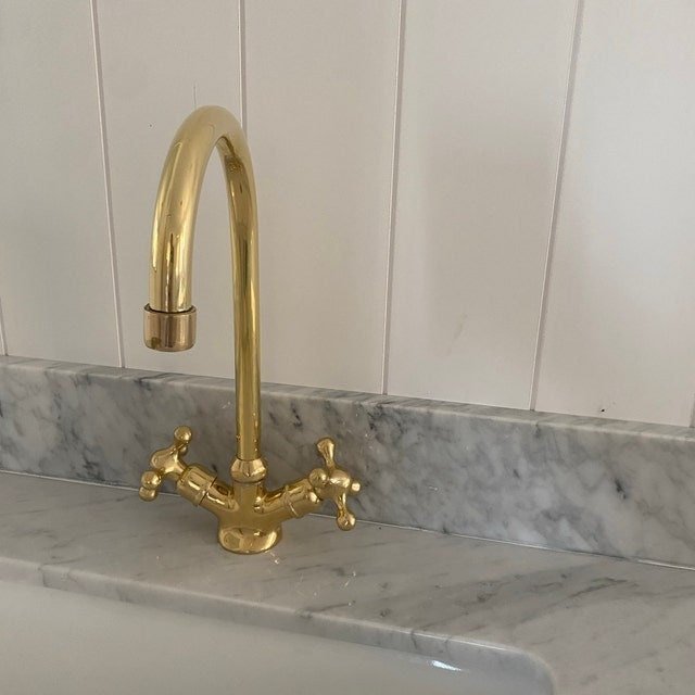 Unlacquered Brass Gooseneck Faucet - Brasspure