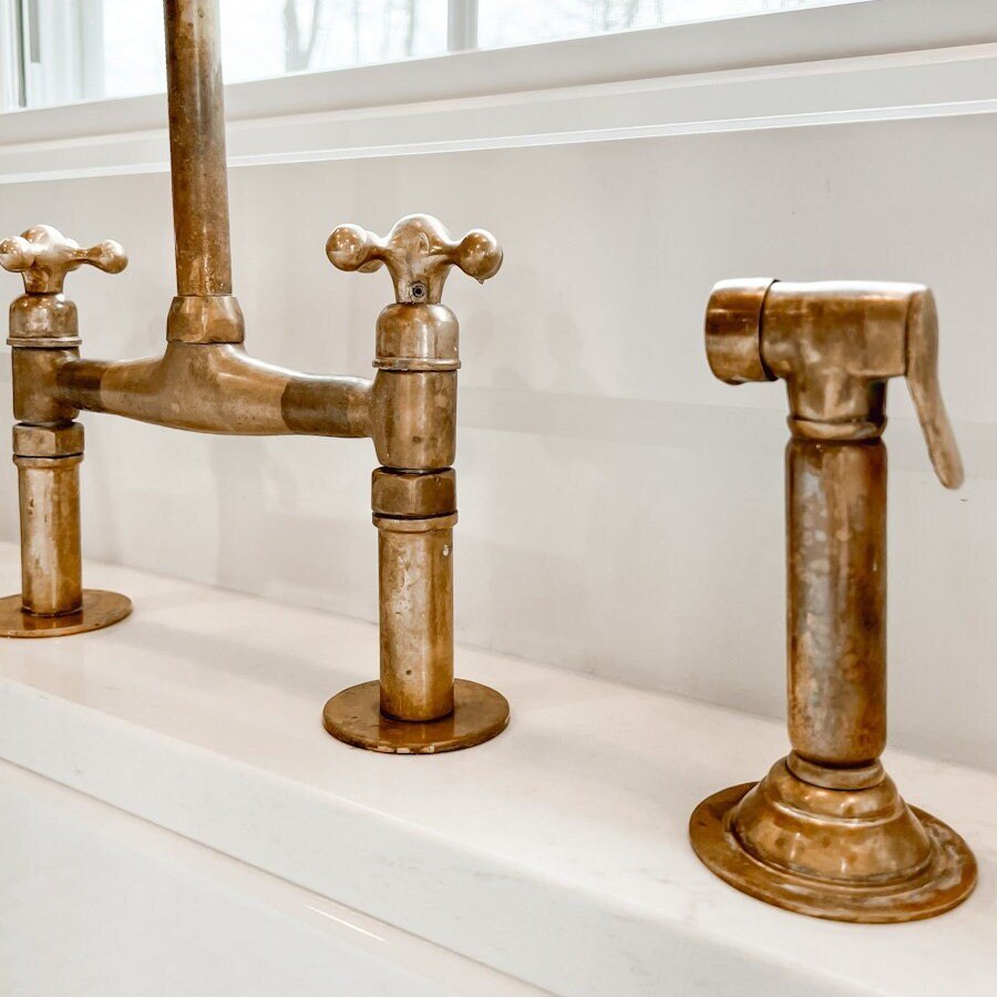 Unlacquered Brass Kitchen Faucet - Brasspure