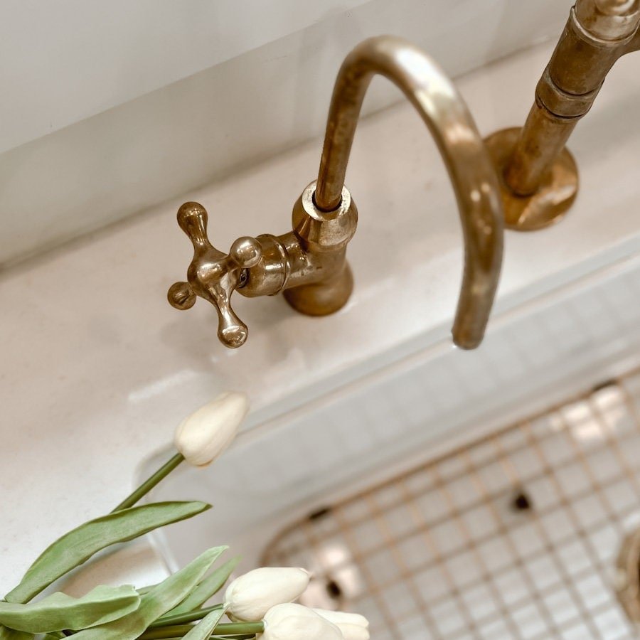 Unlacquered Brass Kitchen Faucet - Brasspure