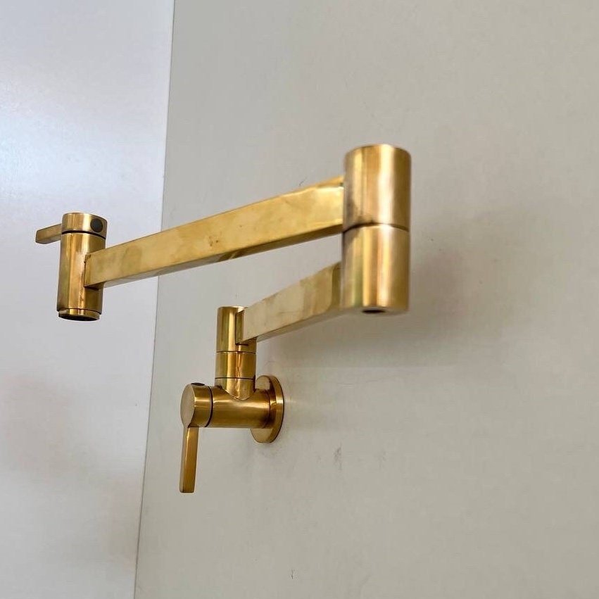 Unlacquered Brass Pot Filler Kitchen Faucet - Brasspure