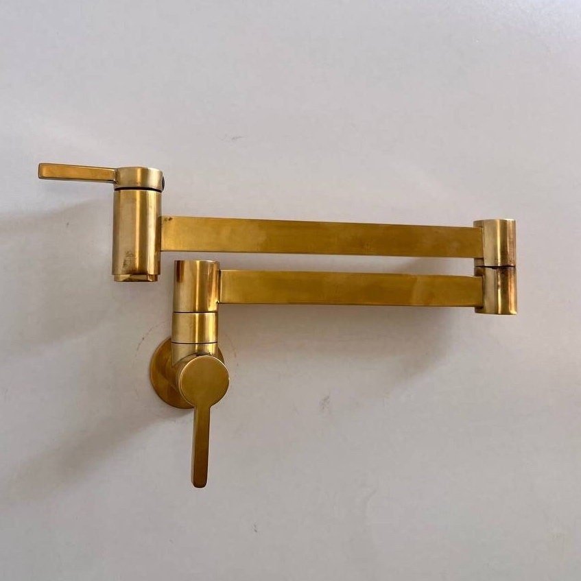 Unlacquered Brass Pot Filler Kitchen Faucet - Brasspure