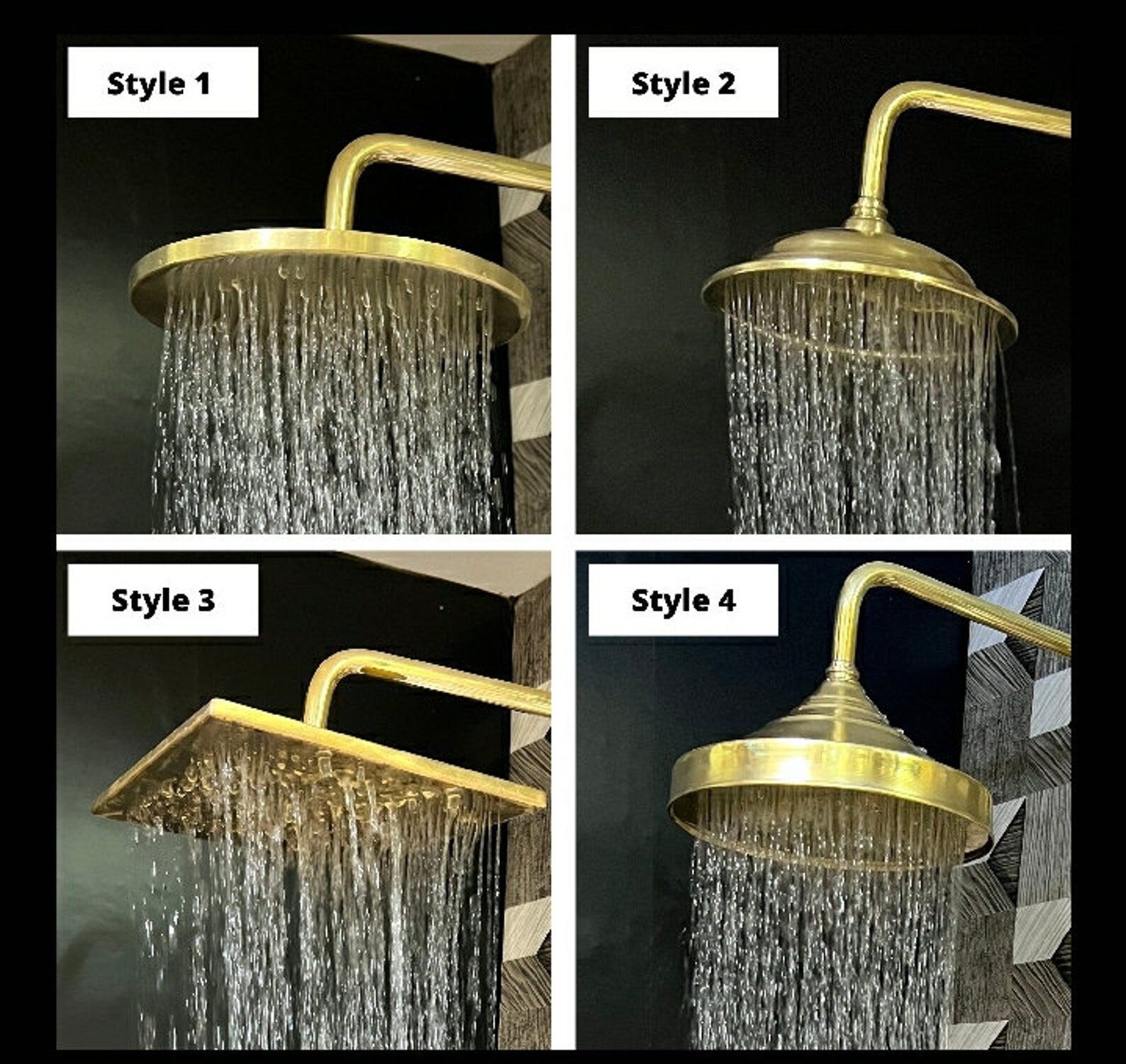 Unlacquered Brass Shower - Brasspure