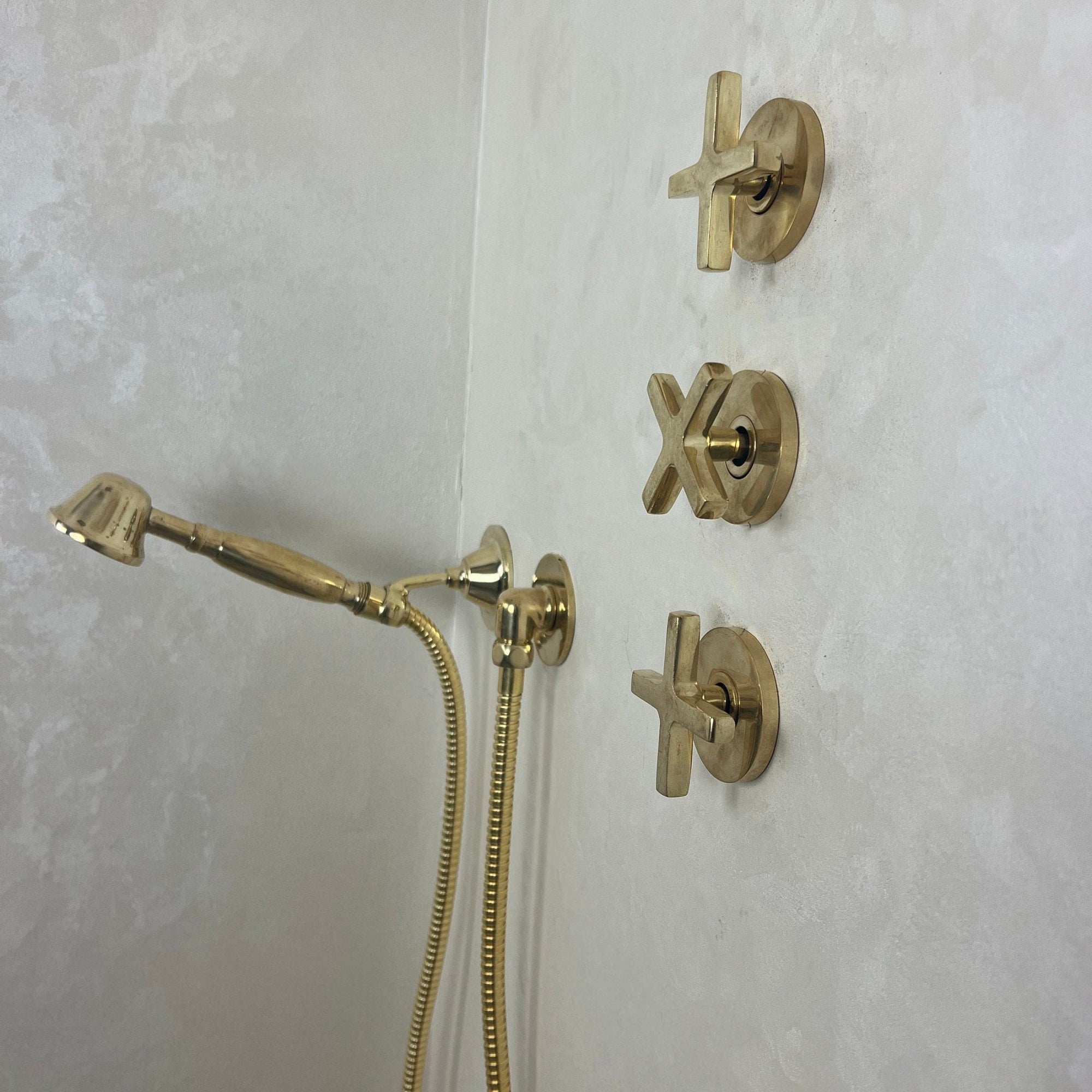 Unlacquered Brass Shower Set - Brasspure