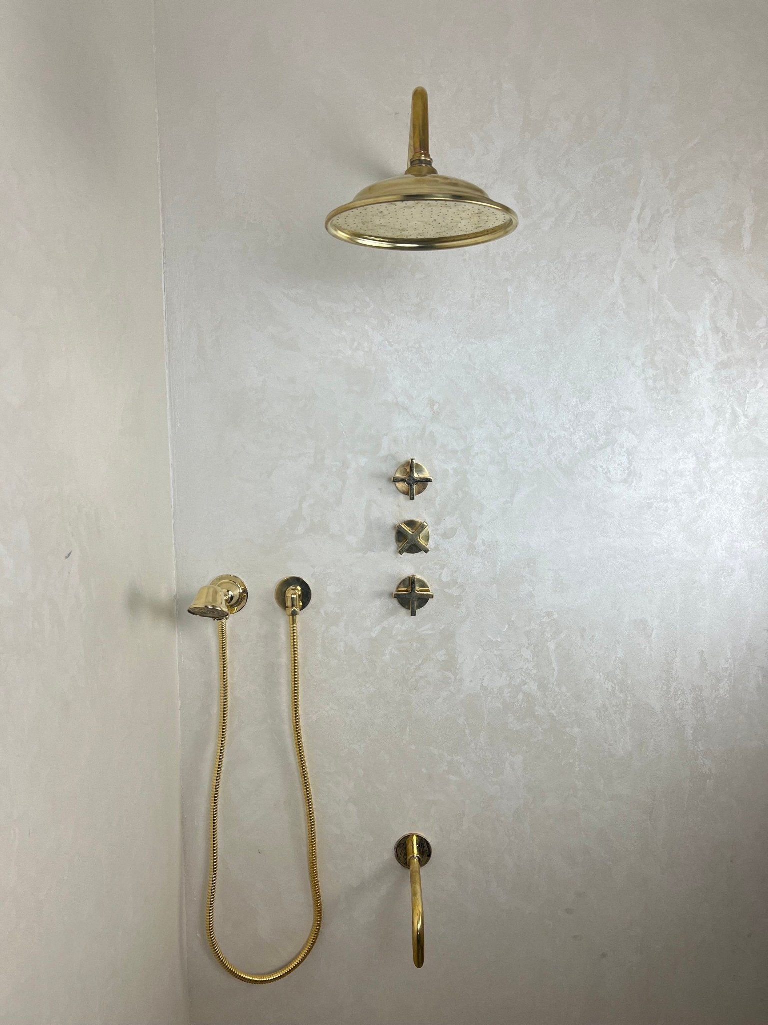 Unlacquered Brass Shower Set - Brasspure