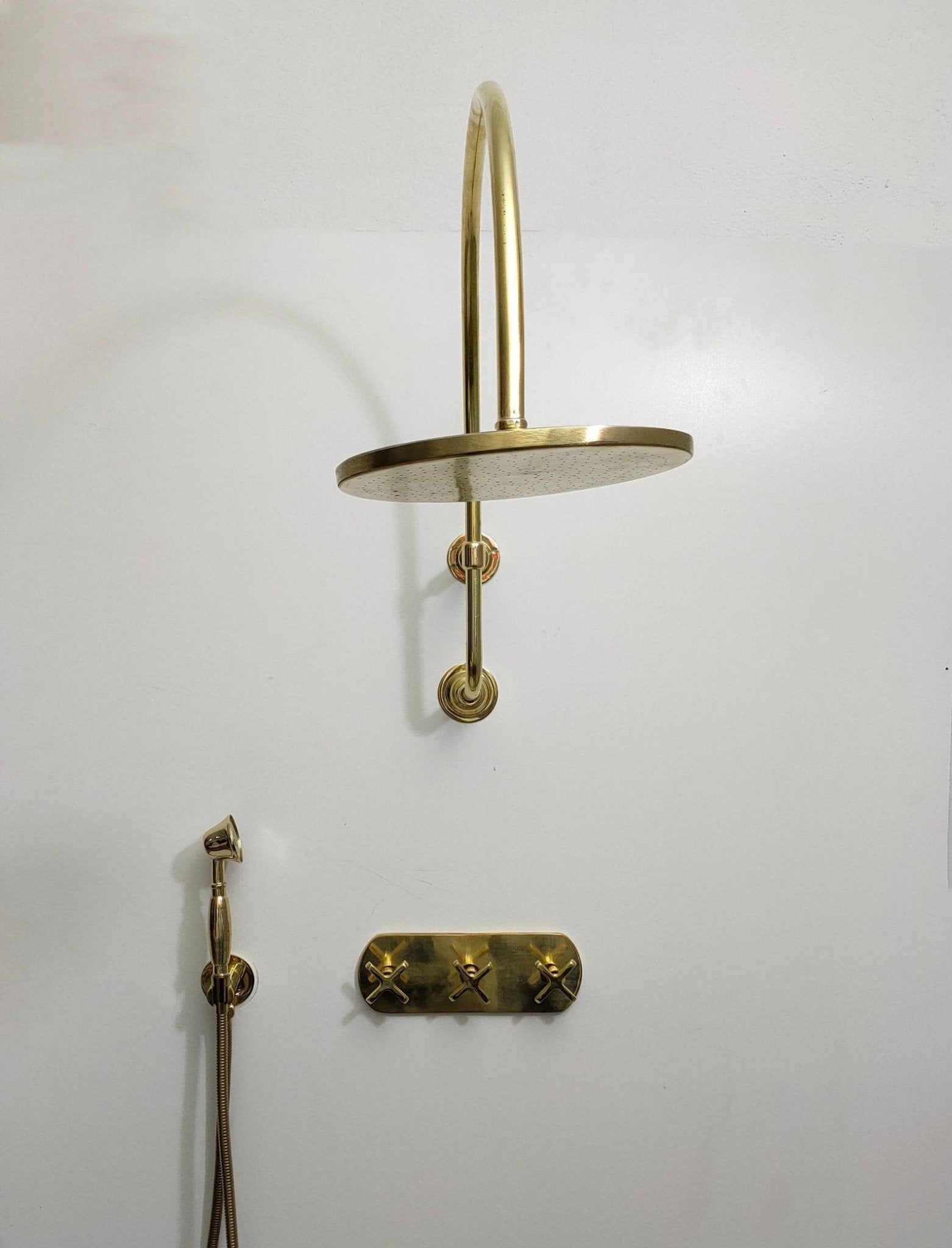 Unlacquered Brass Shower System - Brasspure