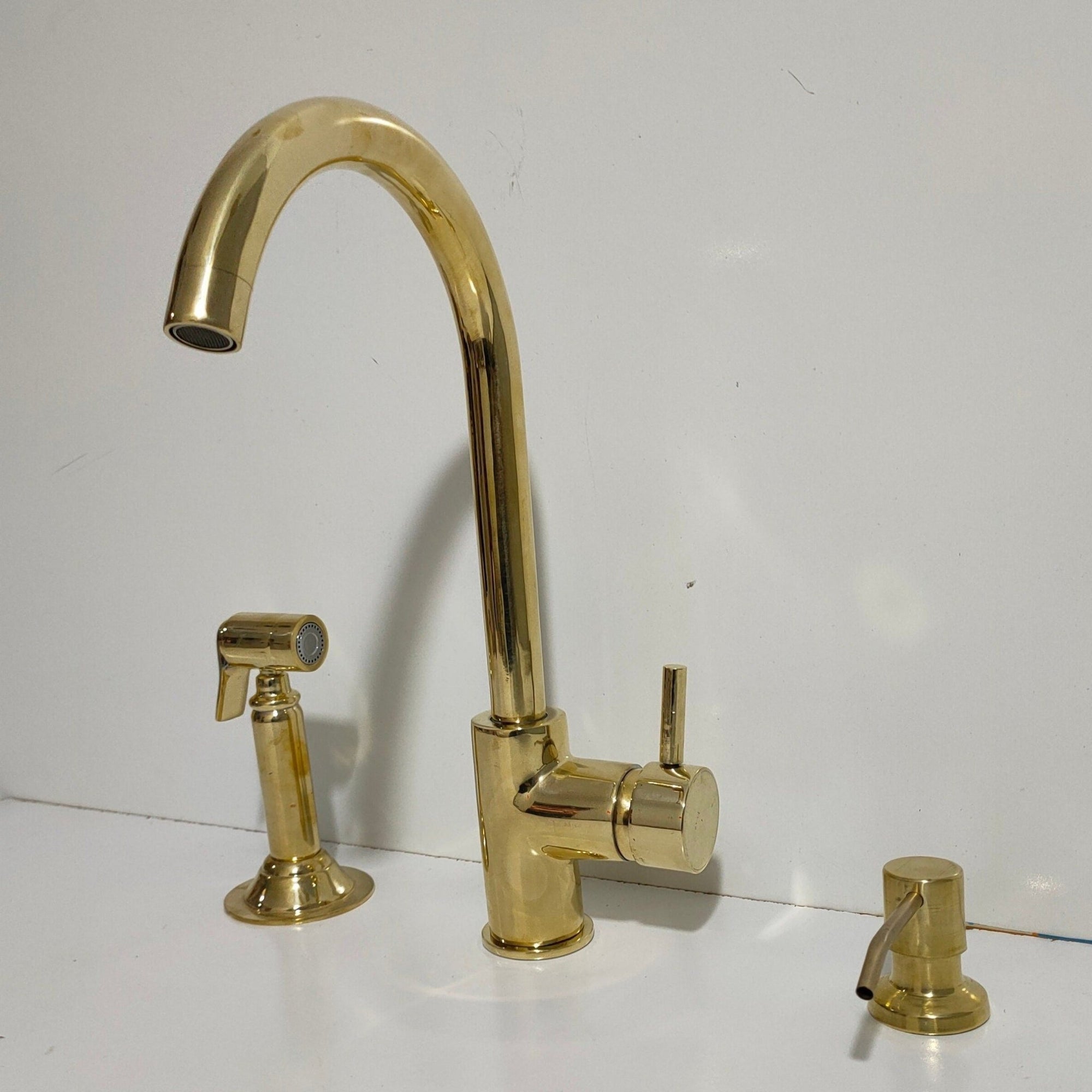 Unlacquered Brass Single Hole Kitchen Faucet - Brasspure