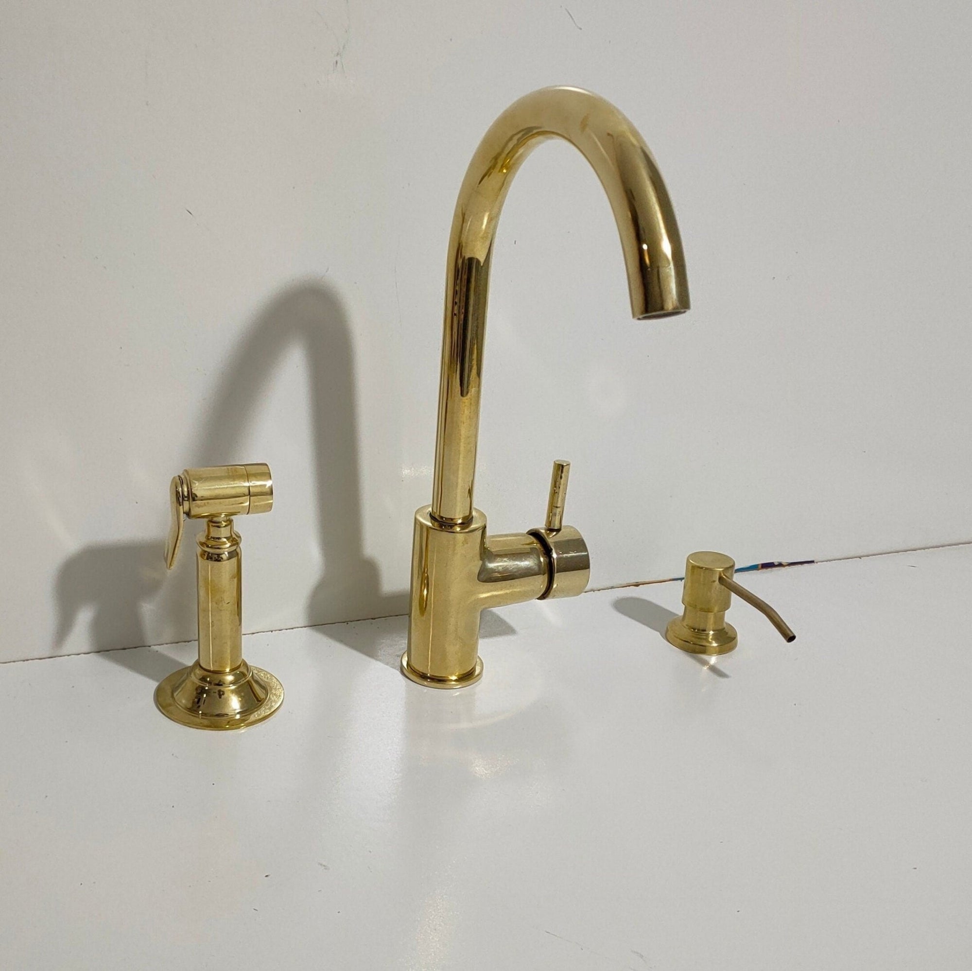 Unlacquered Brass Single Hole Kitchen Faucet - Brasspure