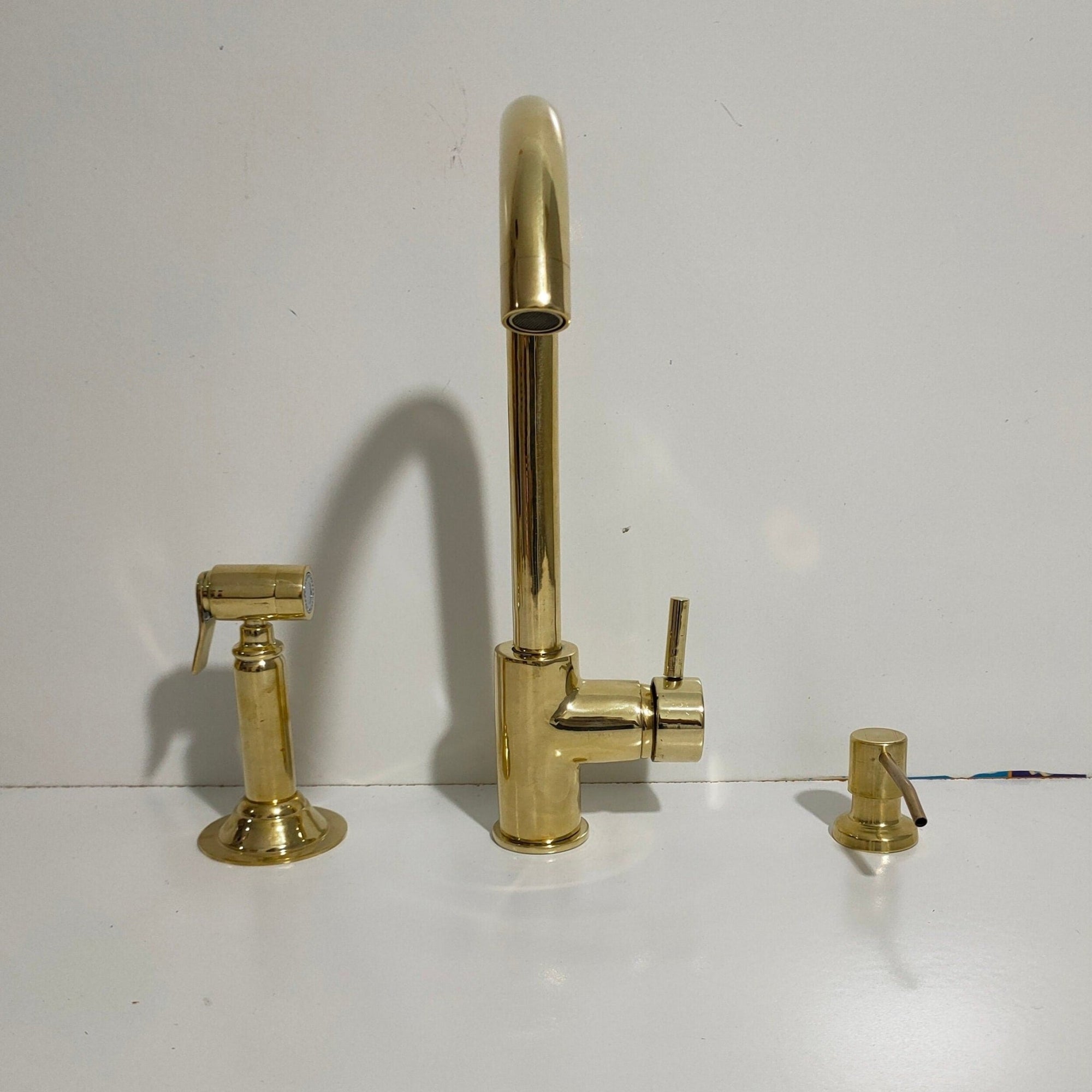 Unlacquered Brass Single Hole Kitchen Faucet - Brasspure