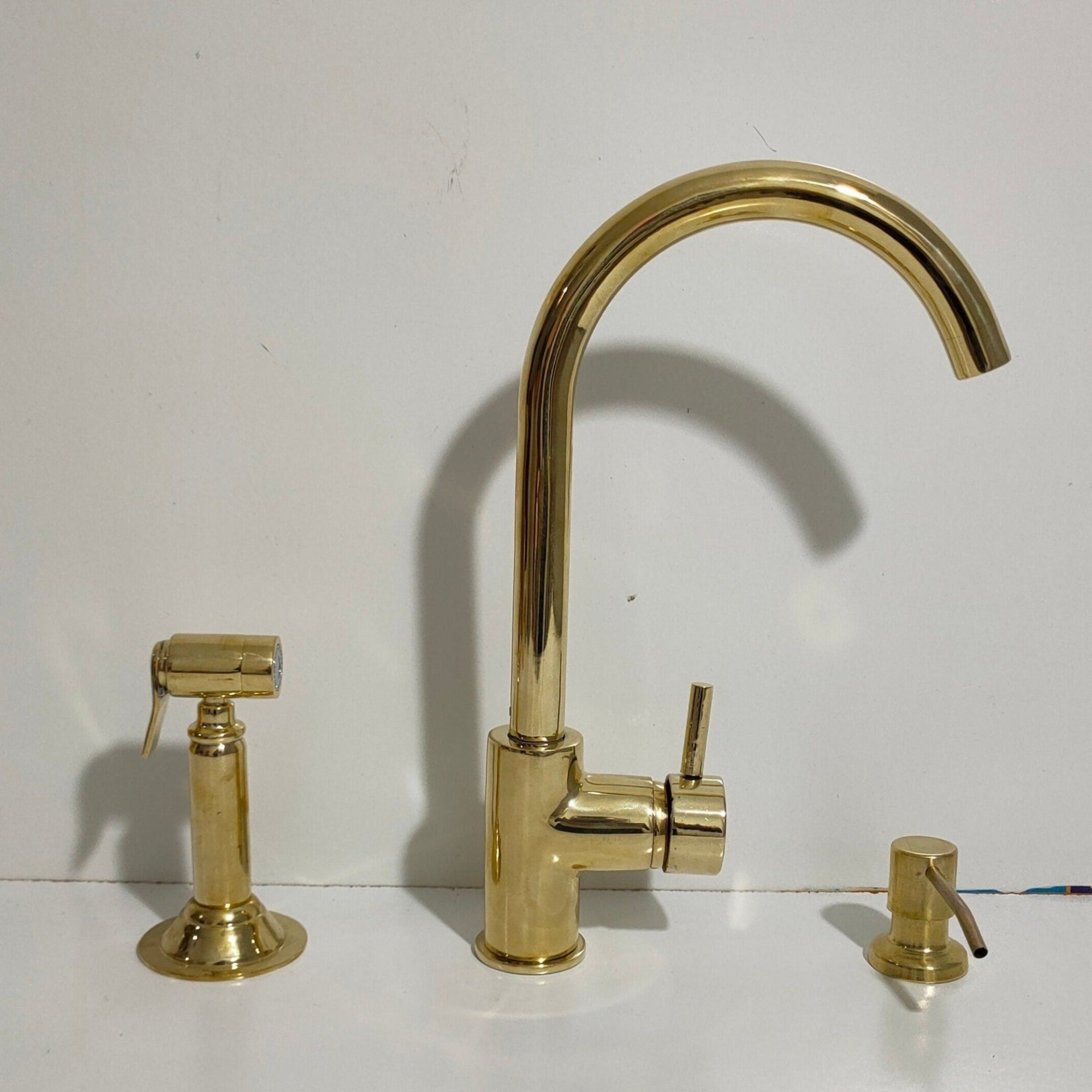 Unlacquered Brass Single Hole Kitchen Faucet - Brasspure