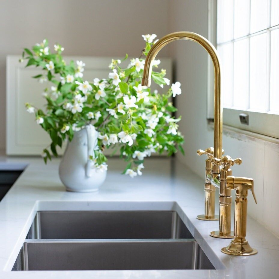 Unlacquered Natural Brass Kitchen Faucet - Brasspure