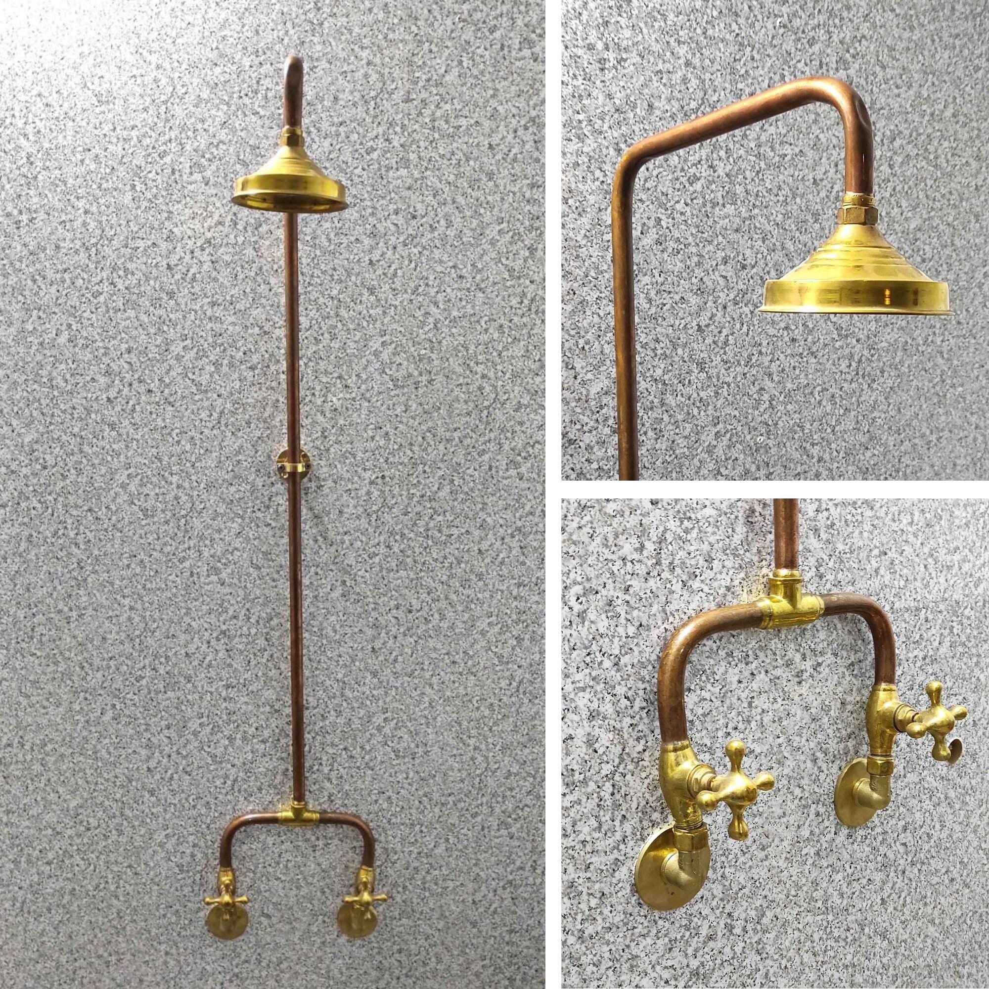 Unlacquered Solid Copper Shower - Brasspure