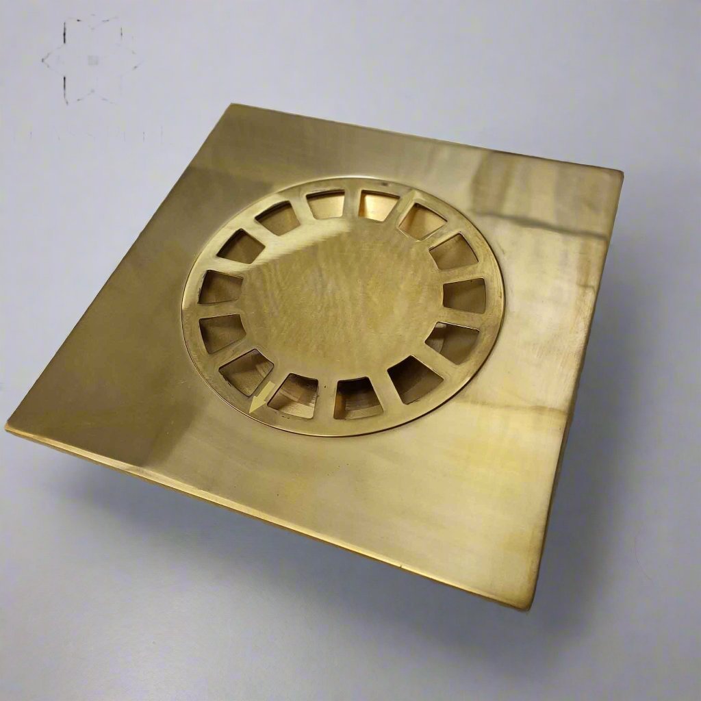 Unlaqauerd Brass Floor Drain - Square Shower Drain - Brasspure